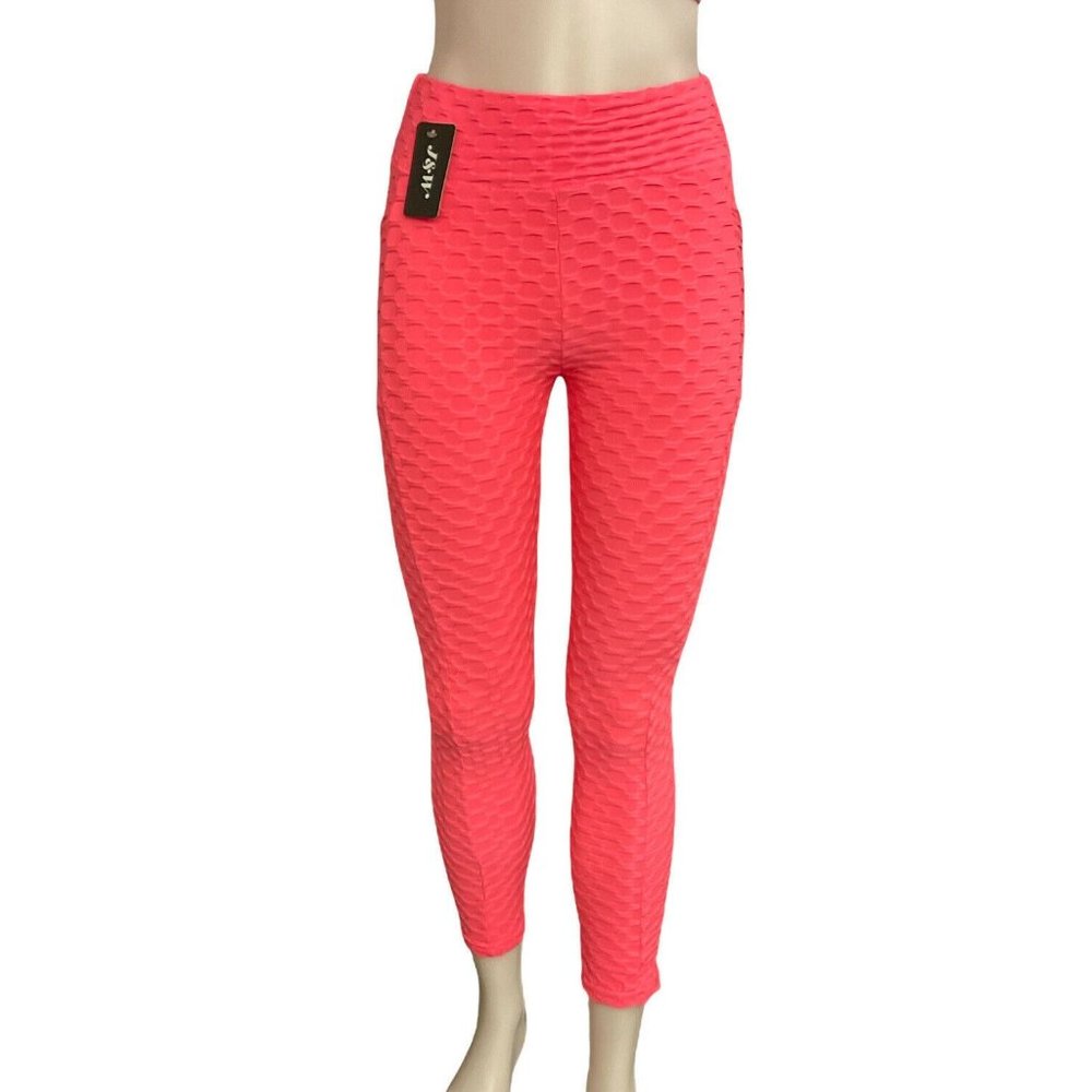 Women’s Leggings J & W Slim Fit high waist,Honeycomb With Pockets Pink Size XS